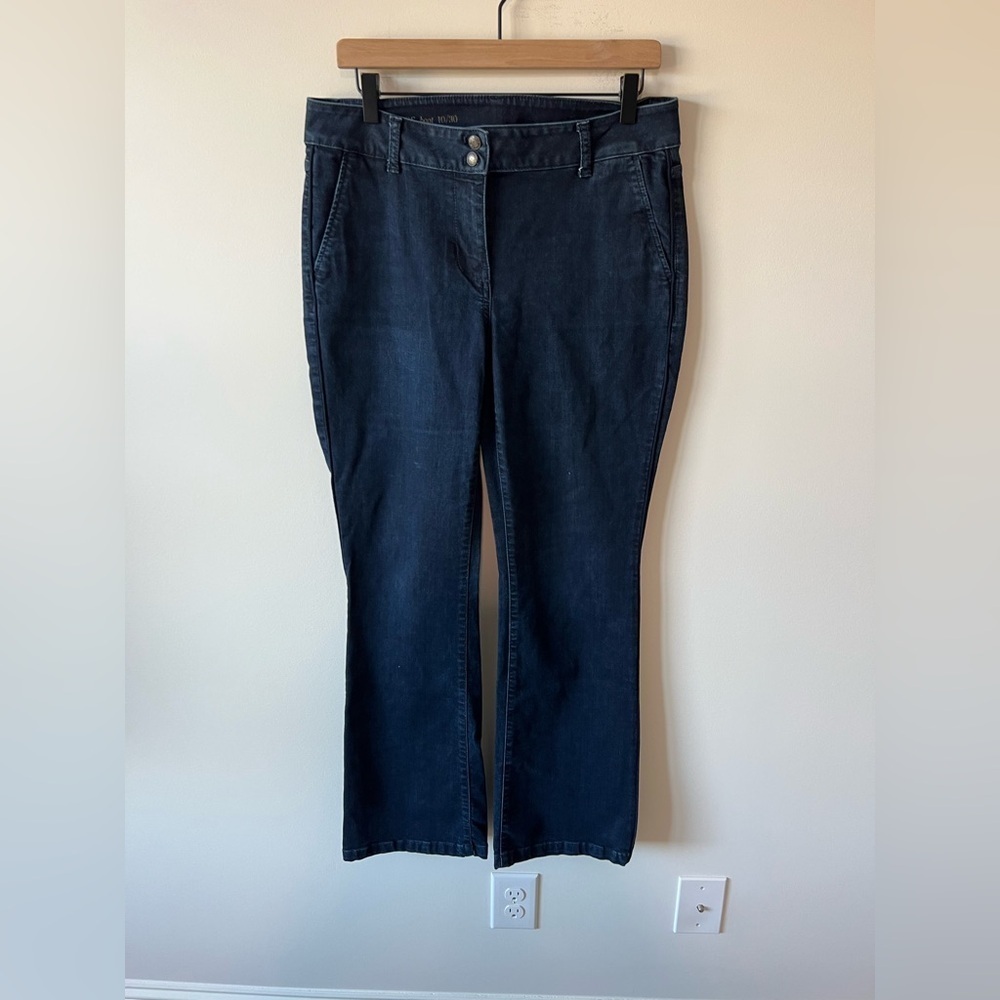 Talbots Signature Boot Trouser Jeans in Dark Blue Cotton Lyocell